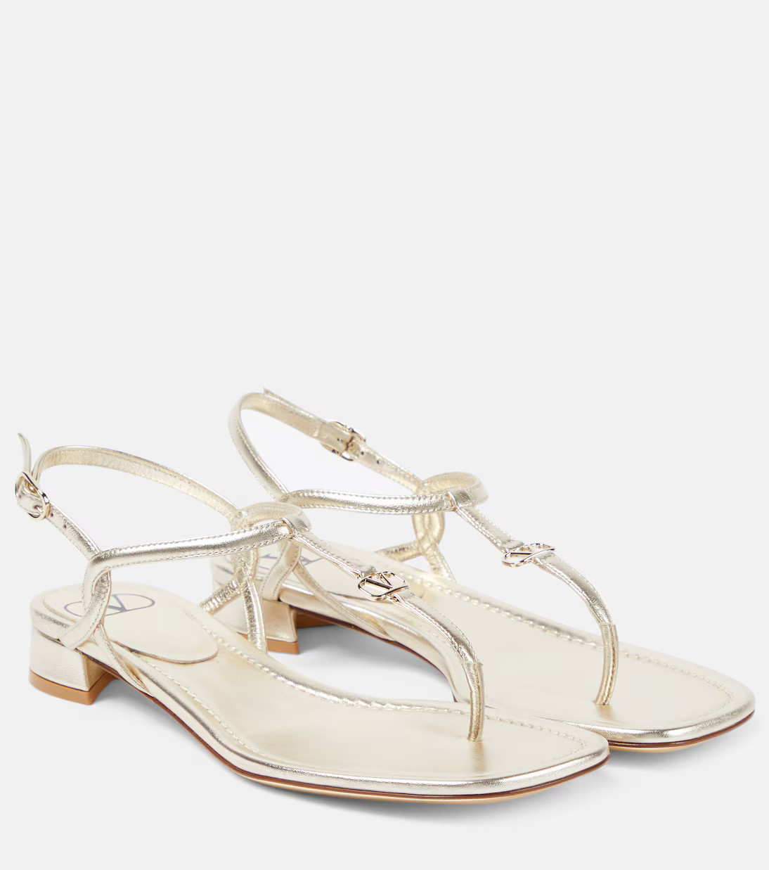 VLogo metallic leather thong sandals | Mytheresa (US/CA)