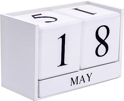 Gaobei Wooden Gaobei Desk Blocks Calendar Perpetual Block Month Date Display （White) | Amazon (US)