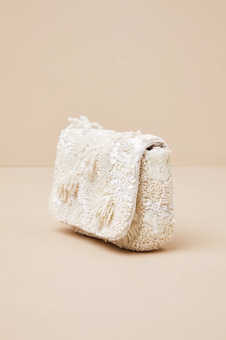 Ottilia Cream Beaded Sequin Clutch | Lulus
