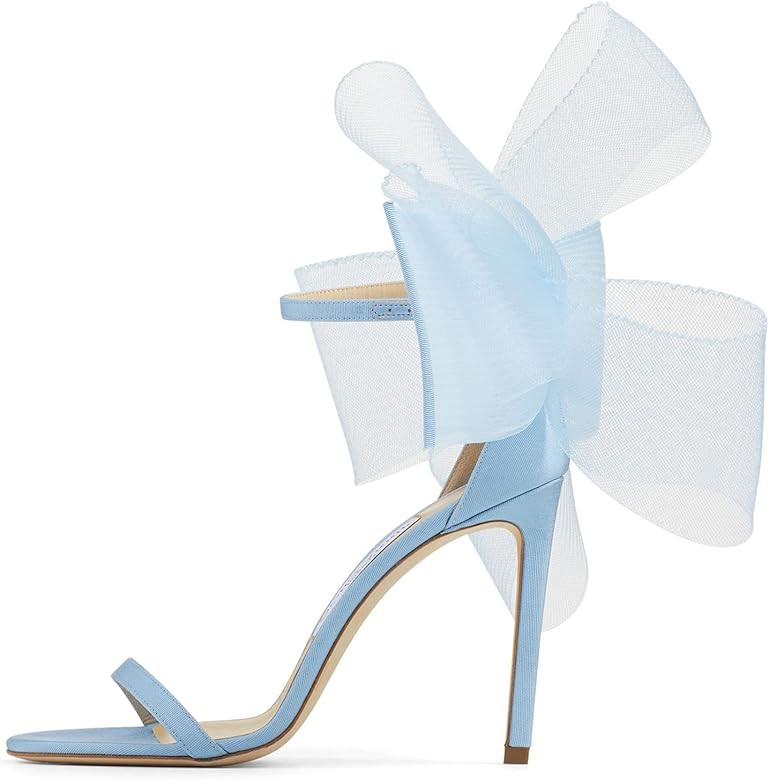 Coutgo Women's One Strap Heeled Sandals Open Toe Bow Knot Satin Ankle Buckle Stiletto Summer Shoe... | Amazon (US)