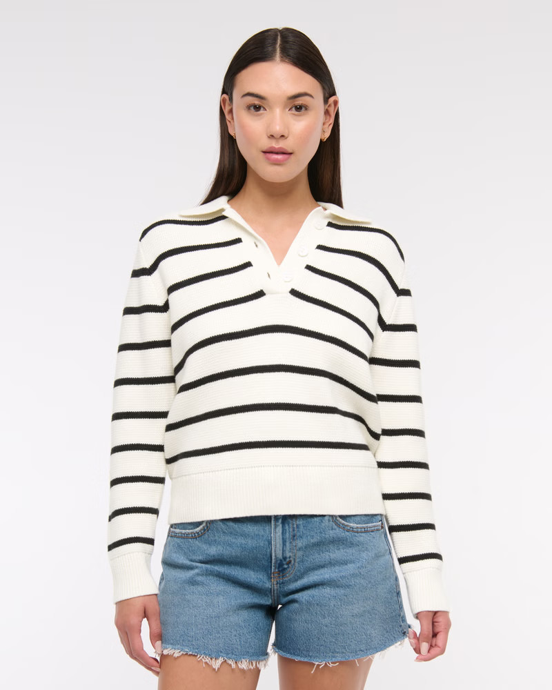 Women's Easy Long-Sleeve Sweater Polo | Women's New Arrivals | Abercrombie.com | Abercrombie & Fitch (US)
