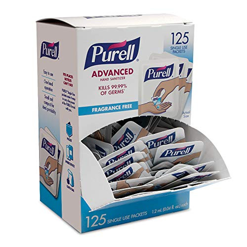 PURELL SINGLES Advanced Hand Sanitizer Gel, Fragrance Free, 125 Count Single-Use Travel-Size Packets | Amazon (US)