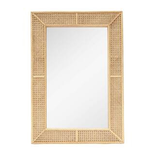 PARISLOFT 37.875 in. H x 26.375 in. W Rectangular Rattan Framed Natural Wall Mirror JT1202 - The ... | The Home Depot