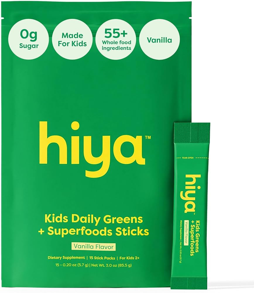 HIYA Kids Greens Powder Sticks - 55 Whole-Food Sourced Ingredients & Delicious Flavor - Greens Su... | Amazon (US)