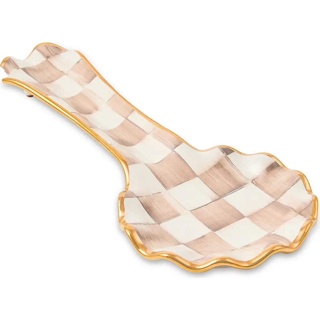MACKENZIE CHILDS Mocha Check Ceramic Spoon Rest at Nordstrom | Nordstrom
