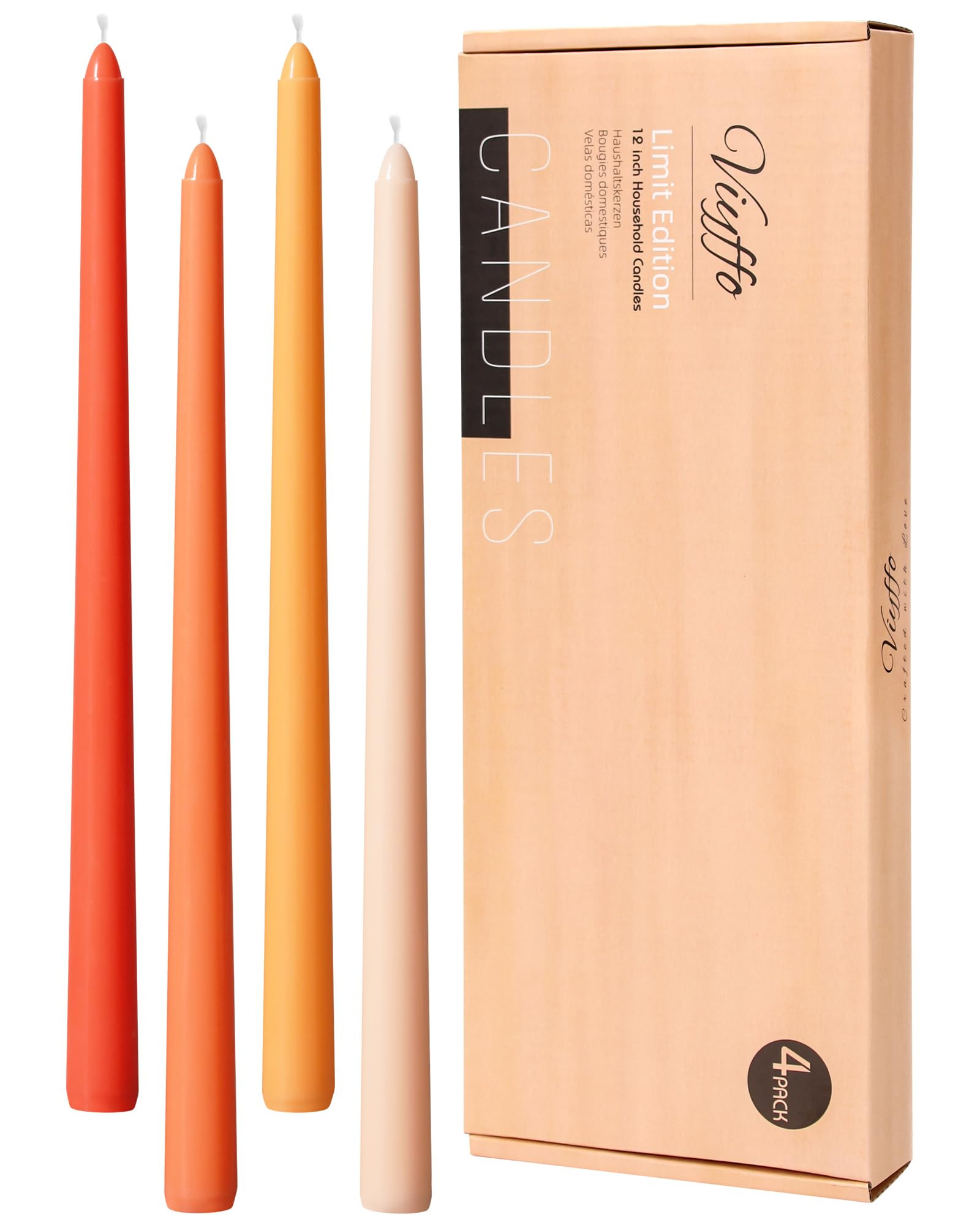 Viyffo 12 Inch Orange Taper Candles Set of 4 Unscented Smokeless Long Tall Tapered Candles for Ca... | Amazon (US)