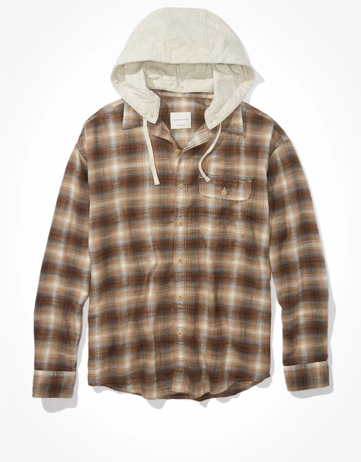 AE Super Soft Flannel Hoodie | American Eagle Outfitters (US & CA)