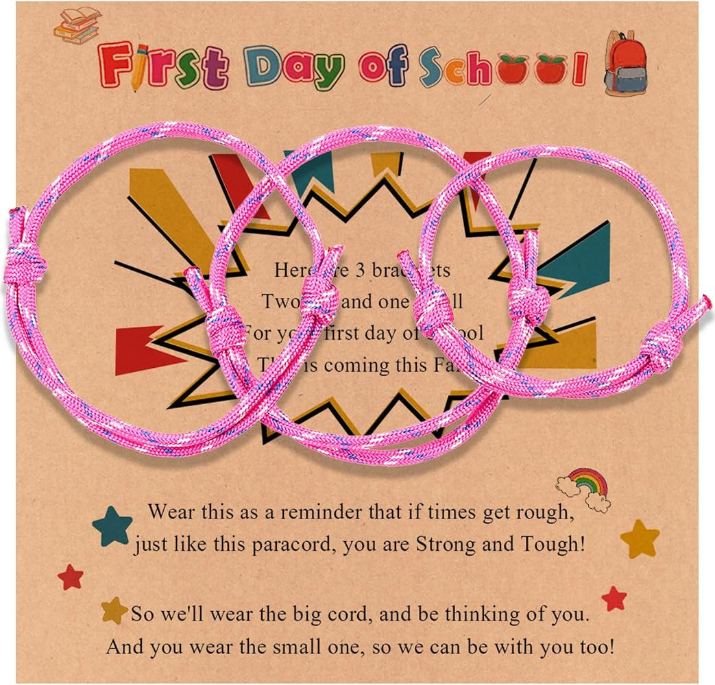2-3Pcs First Day of School Knit Rope Bracelet Love Between Mother/Father/Mama and Daughter/Son/Me... | Amazon (US)
