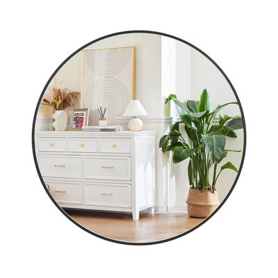 Round Mirror, 30 inch Large Circle Mirror, Black Metal Frame Round Mirror for Wall, Round Bathroom Mirror for Entryway, Bedroom, Vanity | Target