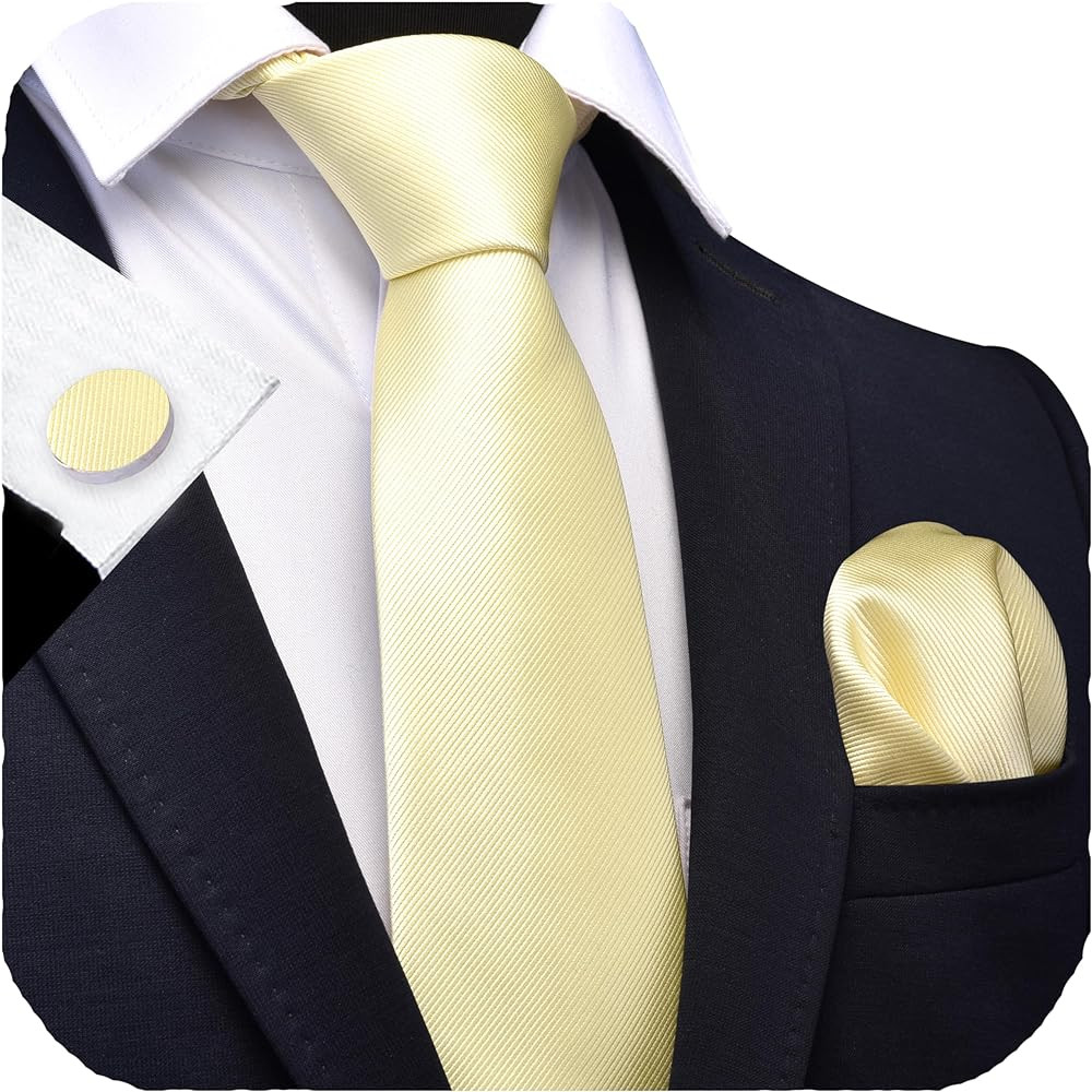 GUSLESON 3.15"（8cm） Solid Color Necktie and Pocket Square Cufflinks Sets For Men + Gift Box | Amazon (US)