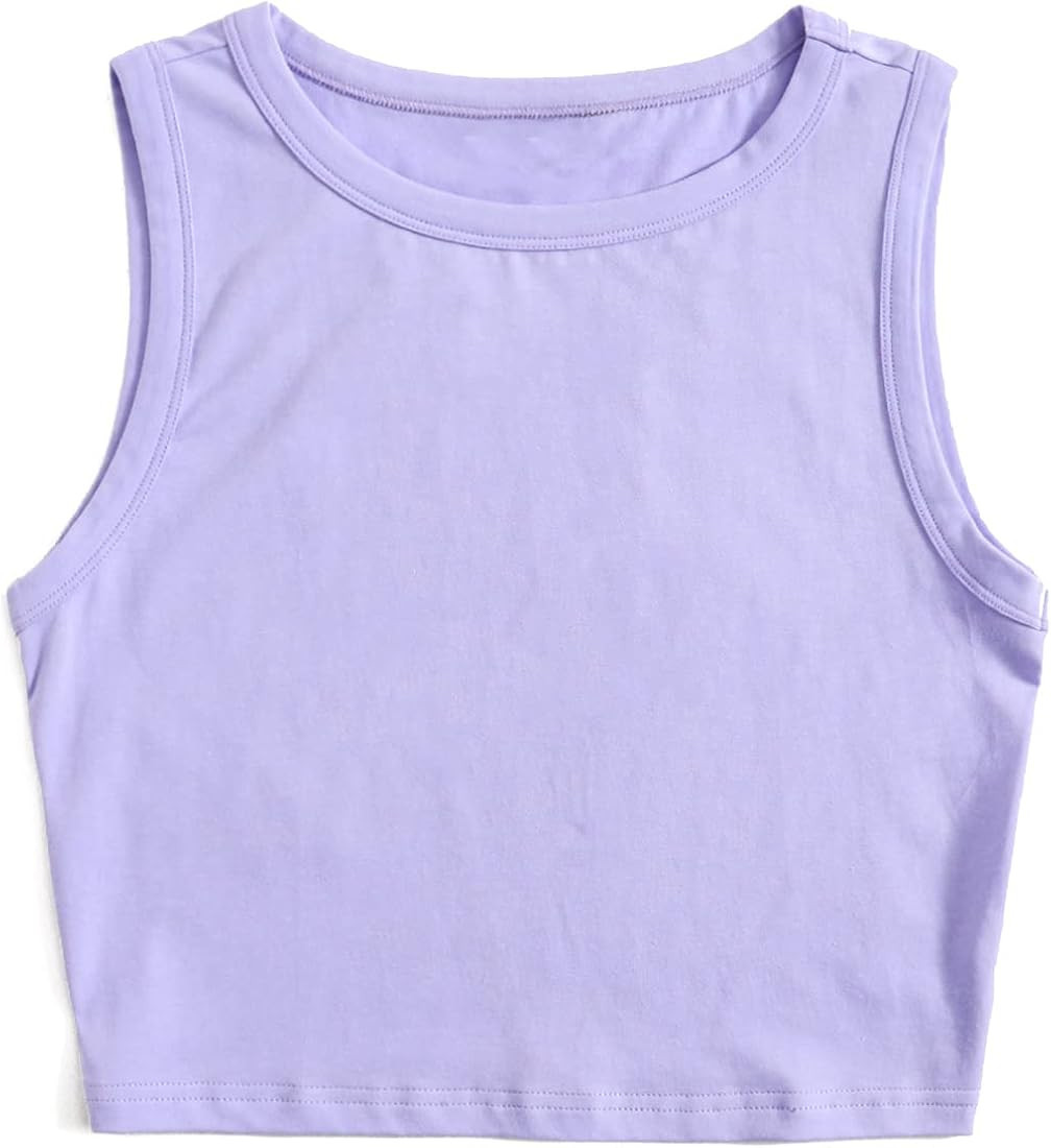 SheIn Women's 3 Piece Ribbed Knit Crop Tank Top Round Neck Sleeveless Racerback Cami Crop Tops | Amazon (US)