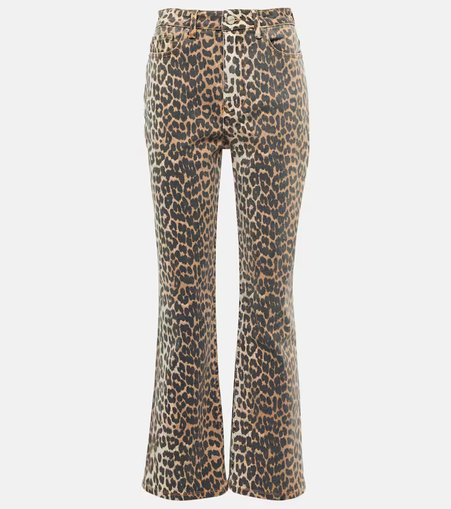 Ganni Leopard-print high-rise flared jeans | Mytheresa (INTL)