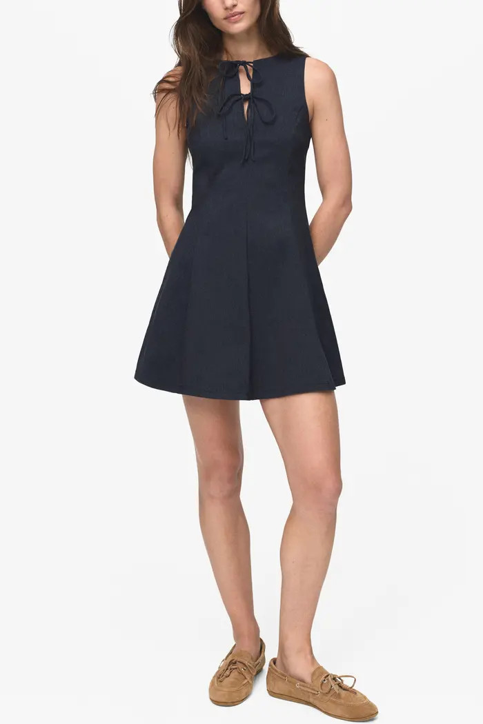 Deni Tie Front Fit & Flare Minidress | Nordstrom