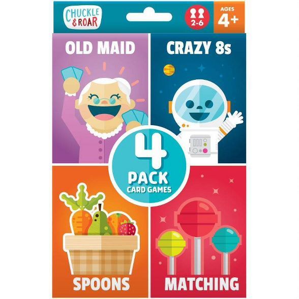 Chuckle & Roar 4pk of Classic Card Games - Old Maid, Spoons, Matching and Crazy 8s | Target