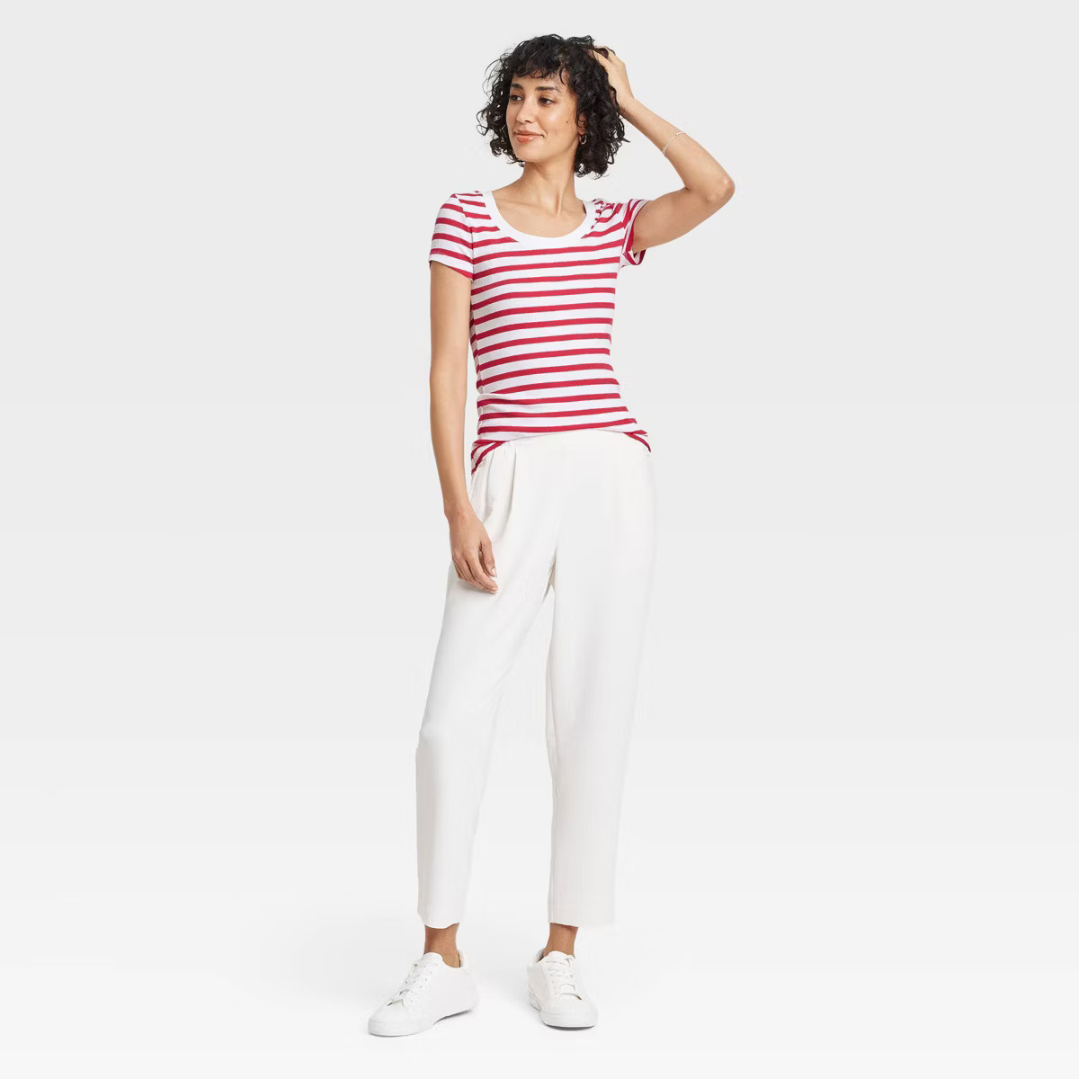 Women's Slim Fit Short Sleeve Ribbed Scoop Neck T-Shirt - A New Day™ | Target