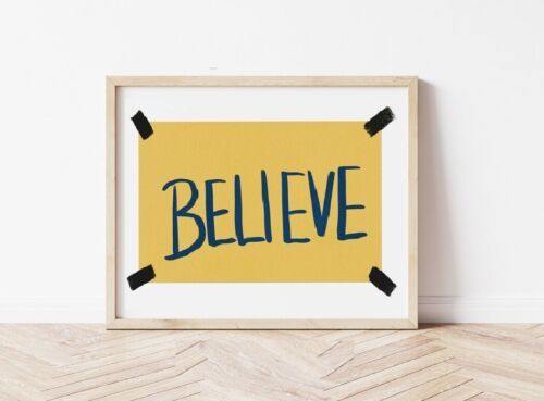 Yellow Believe Sign  Poster Ted Poster Be a GoldFish Lasso Coach Poster No Frame  | eBay | eBay US