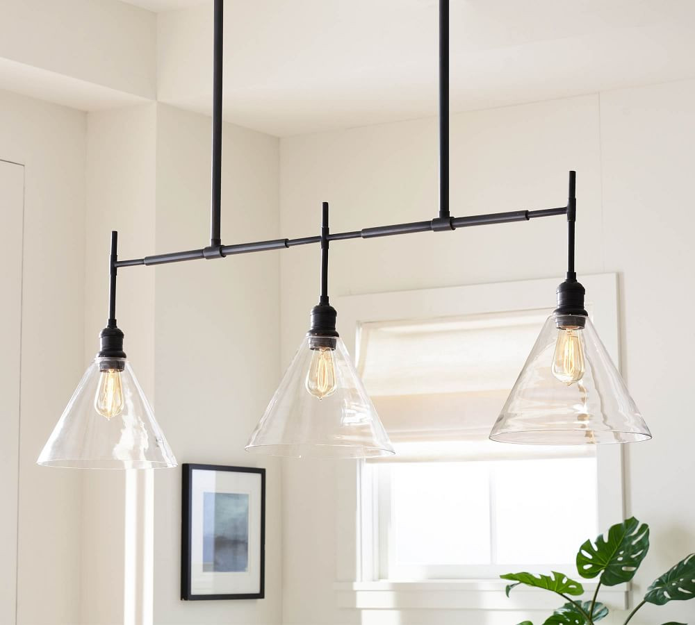 Flared Glass Linear Chandelier | Pottery Barn (US)