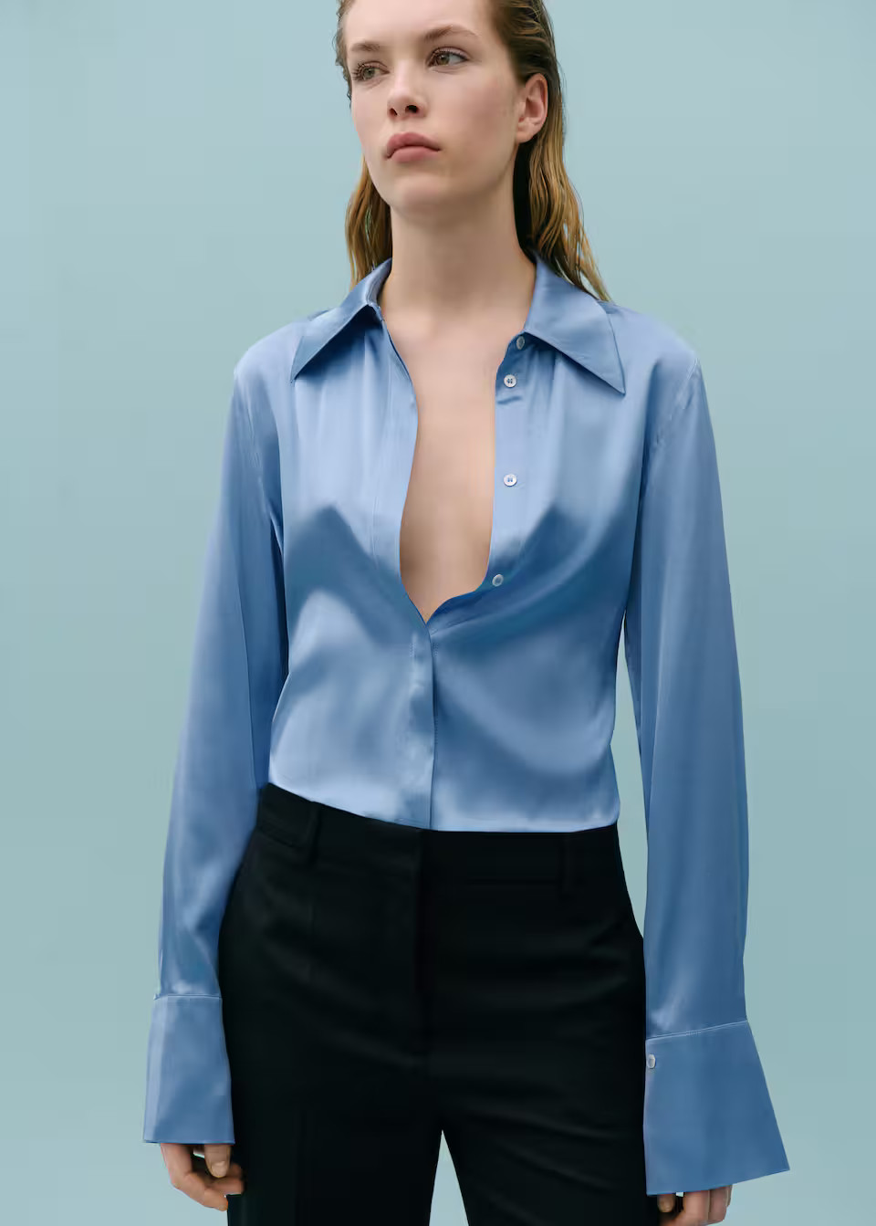 Satin silk shirt -  Women | Mango USA | MANGO (US)