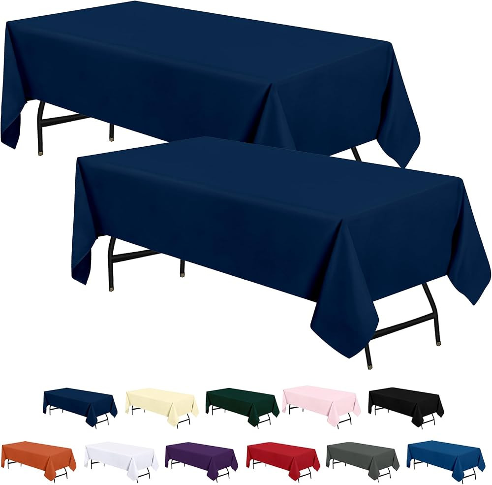 Utopia Kitchen 2 Pack 6 Foot Rectangle Table Cloth [60x102 Inches, Navy Blue] Stain and Wrinkle R... | Amazon (US)