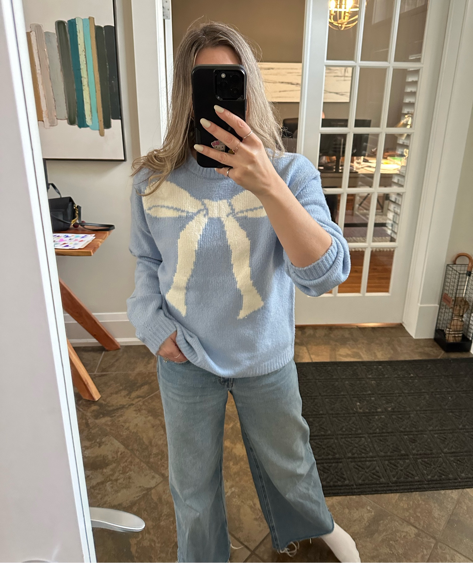 Cutest bow sweater. This is a small 

#LTKpartywear #LTKstyletip #LTKwinter