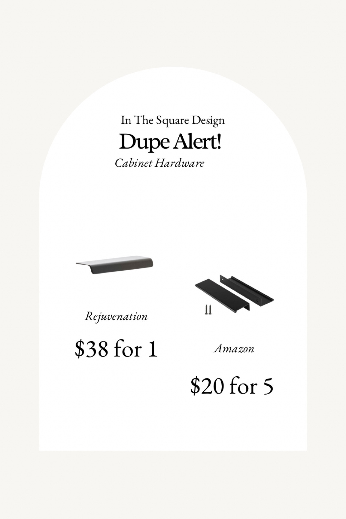 Dupe alert! Cabinet hardware

Black modern hardware, black cabinet drawer pulls, Amazon home, rejuvenation 

#LTKstyletip #LTKunder50 #LTKhome