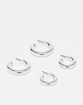 & Other Stories minimal hoop earrings in silver 2 pack | ASOS (Global)