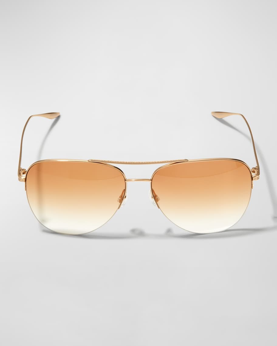 Barton Perreira Chevalier Semi-Rimless Metal Aviator Sunglasses | Neiman Marcus