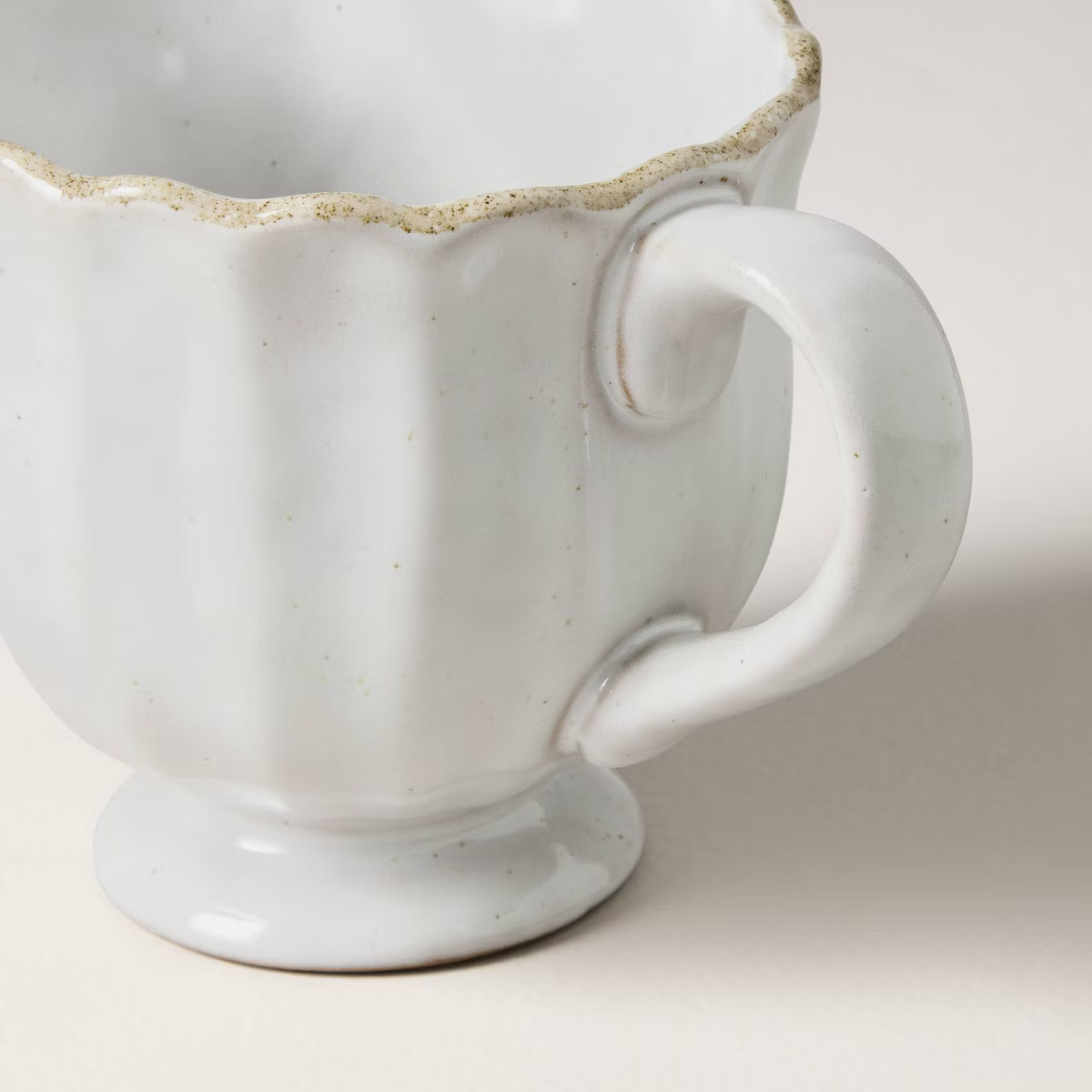 12oz Scalloped Edge Ceramic Mug with Foot Sour Cream - Hearth & Hand™ with Magnolia | Target
