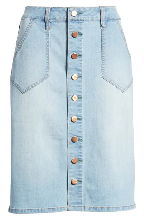 1822 Denim Button Front Denim Skirt in Colette at Nordstrom, Size 12 | Nordstrom