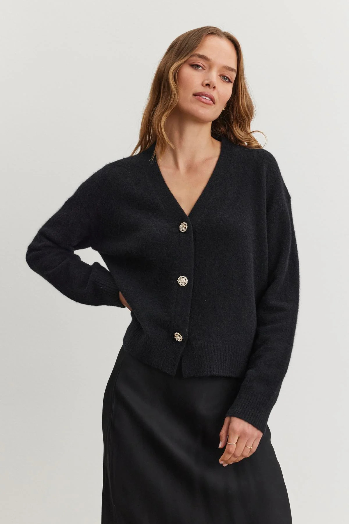MARTI ALPACA EMBELLISHED BUTTON FRONT CARDIGAN | Velvet by Graham & Spencer