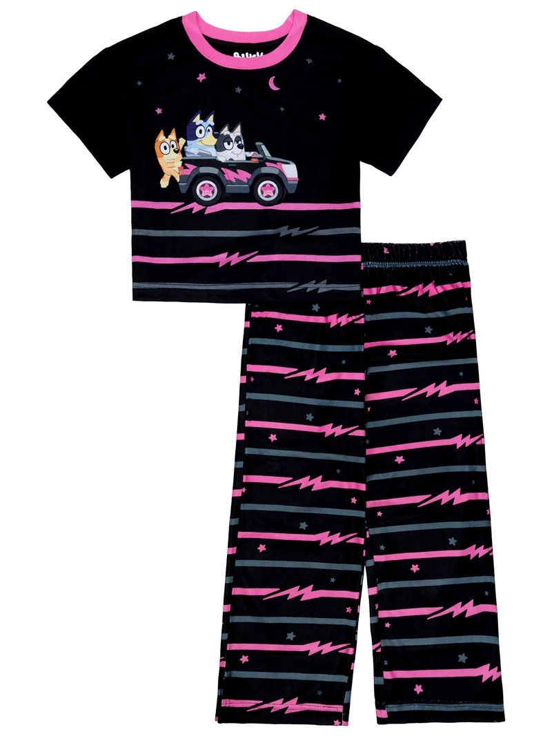 Bluey Girls Short Sleeve Top and Pant Pajama Set, 2-Piece, Sizes 4-12 | Walmart (US)