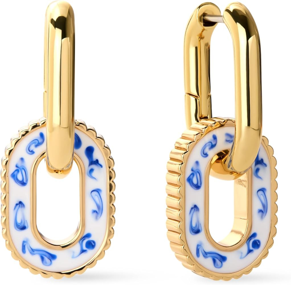 Amazon.com: Ana Luisa Ash Double Hoop Earrings for Women - 14K Gold Plated, Silver & Two-Tone Dro... | Amazon (US)
