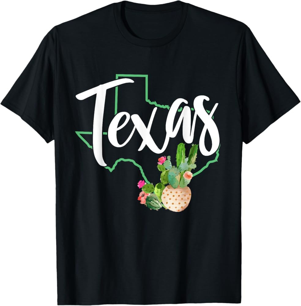 Texas State Map Pride Cactus Vintage Texas T-Shirt | Amazon (US)