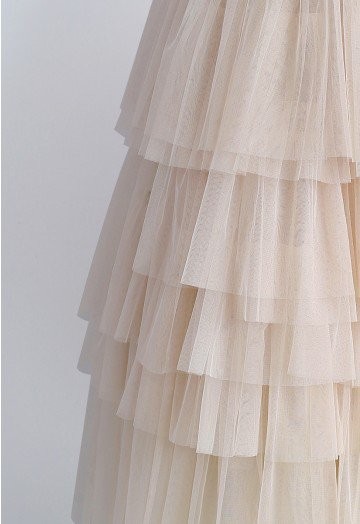 Love Me More Layered Tulle Skirt in Nude Pink | Chicwish