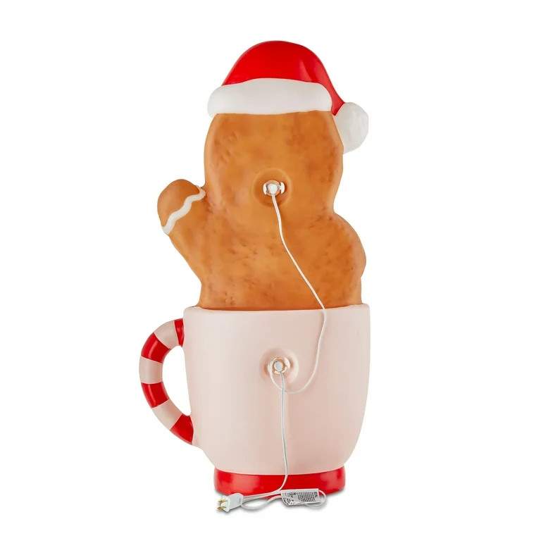 32 in LED Blow Mold Gingerbread Cup Christmas Decoration, Multi-Color, by Holiday Time | Walmart (US)