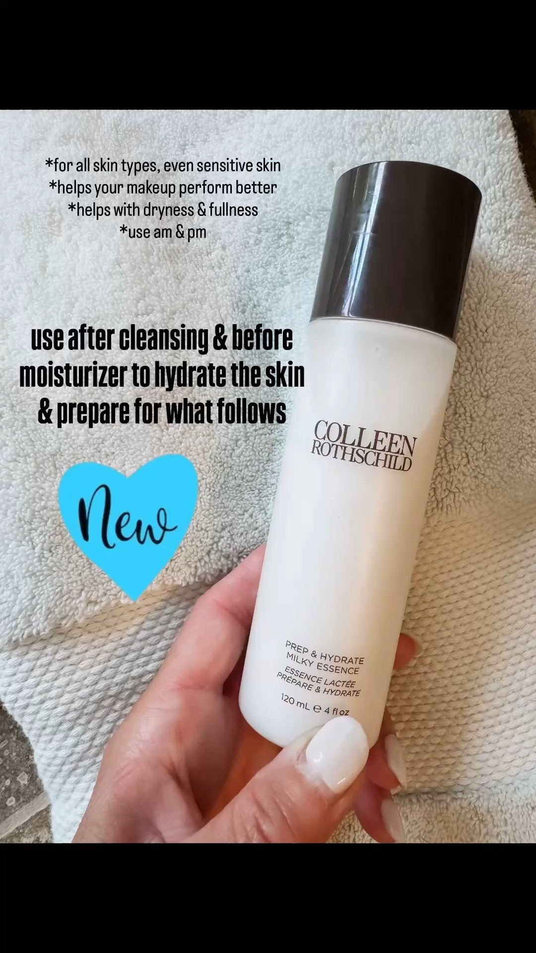 Colleen Rothschild new product: Prep & Hydrate Milky Essence
Use after cleansing, before serums & moisturizers. 
Use code: TWOPEAS20 
@Colleenrothschild #crpartner

#LTKSeasonal #LTKOver40 #LTKBeauty