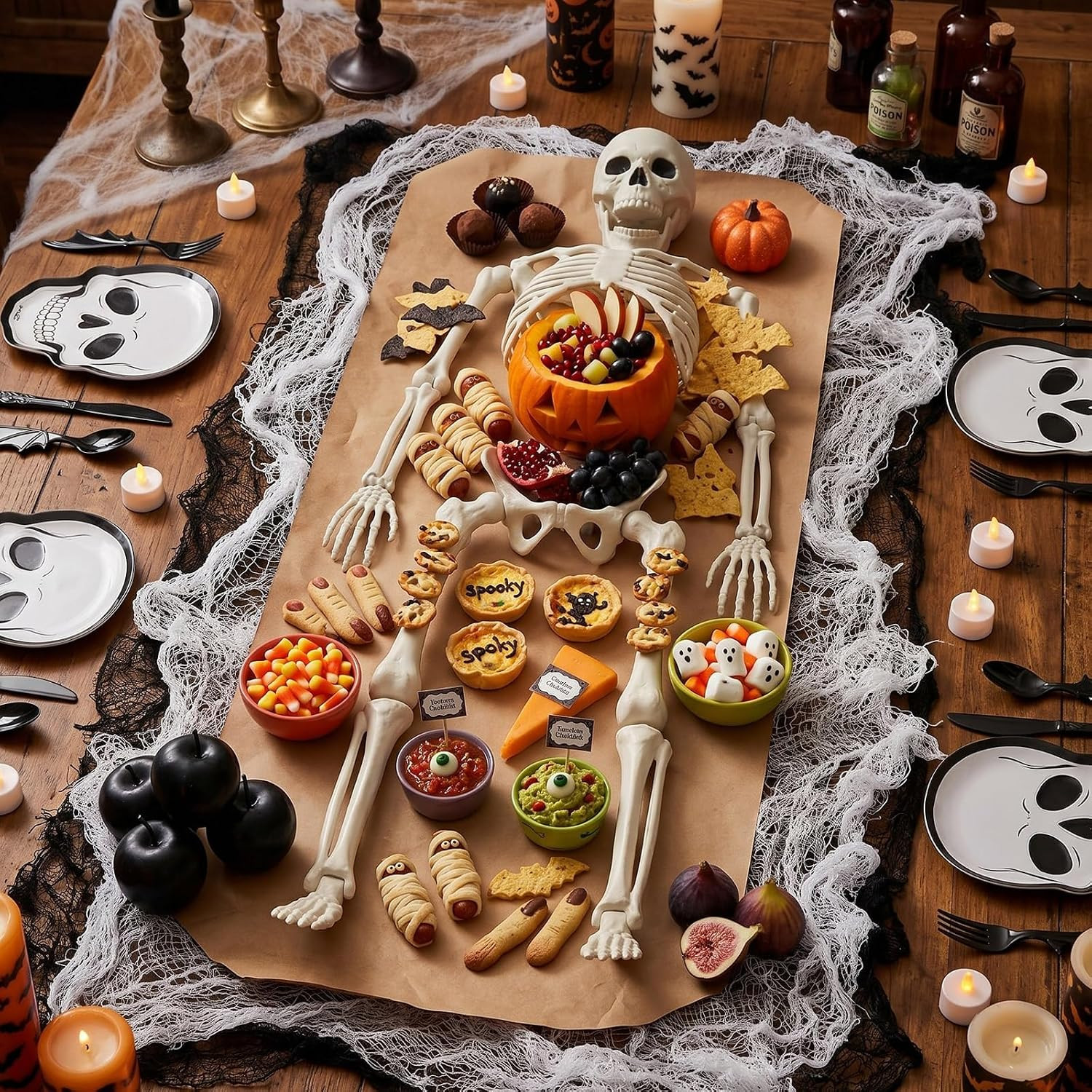 36 in Halloween Skeleton Charcuterie Kit, Gothic Table Decor | Amazon (US)