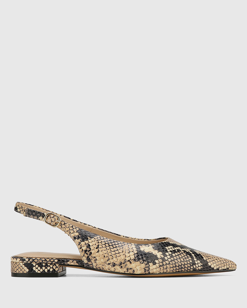 Mera Black Multi Snake Embossed Leather Slingback | Wittner