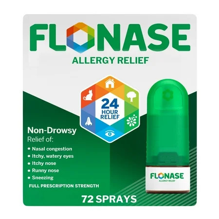 Flonase Allergy Relief Fluticasone Nasal Spray, 24 Hour Non-Drowsy Allergy Medicine, Metered Nasal Spray - 72 Sprays - Fall And Seasonal Allergy Relief | Walmart (US)
