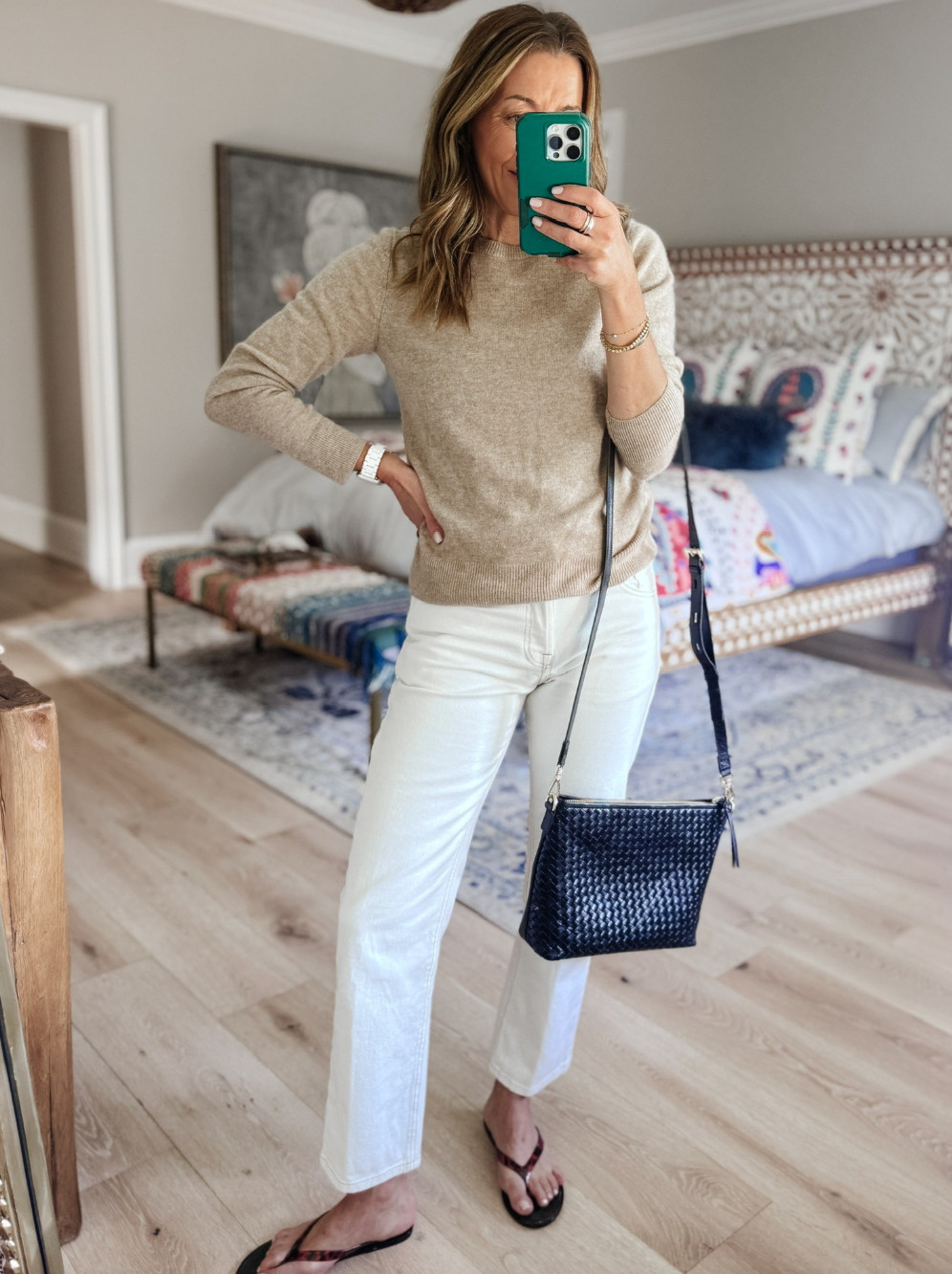 That Quince sweater I’m convinced every girl needs 😍….Soft neutrals with a dark pop 🖤 ! SO chic and timeless! 

 #LTKootd #LTKmomlife #LTKSeasonal