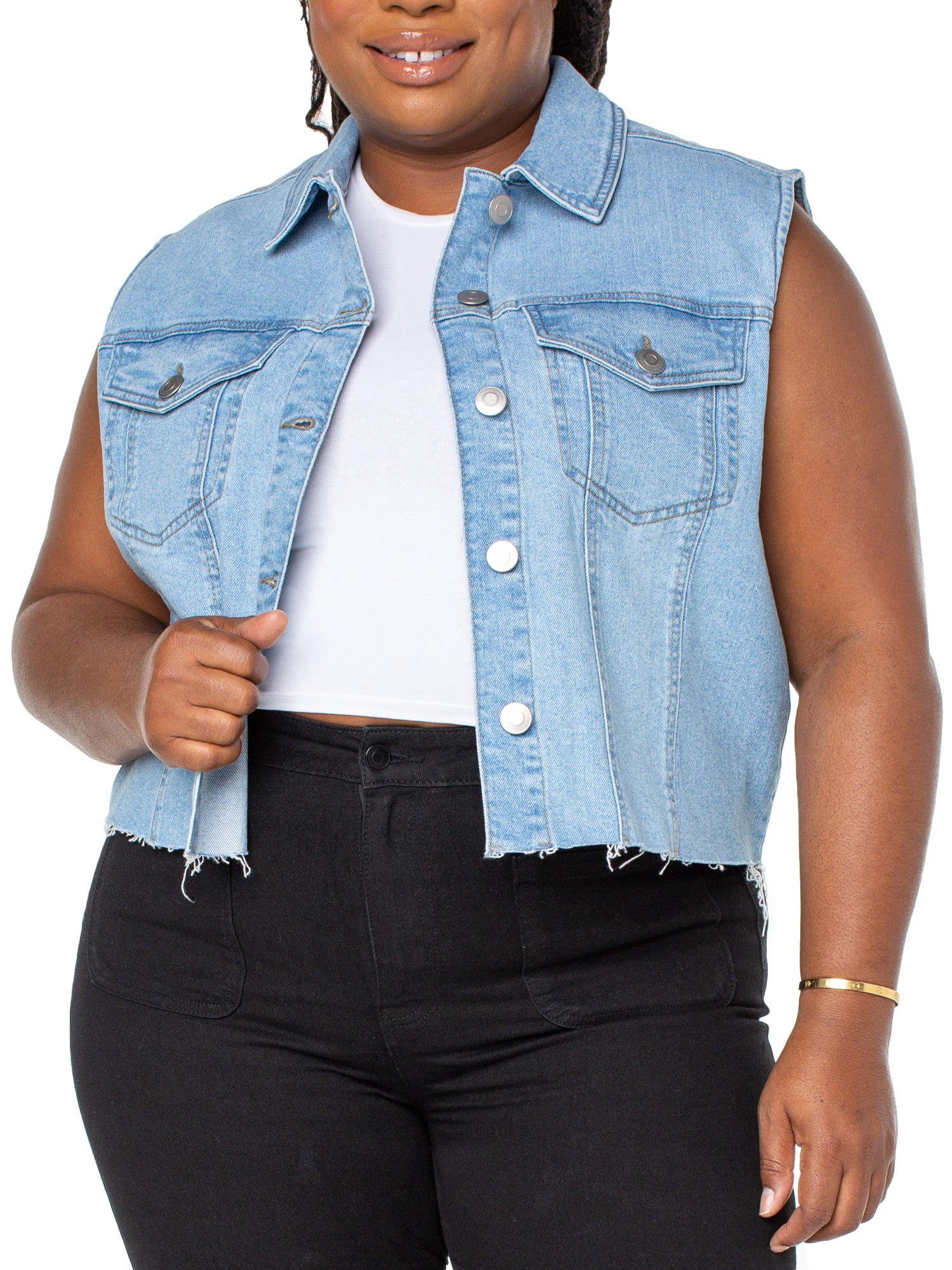 Celebrity Pink Juniors' Plus Size Denim Vest | Walmart (US)