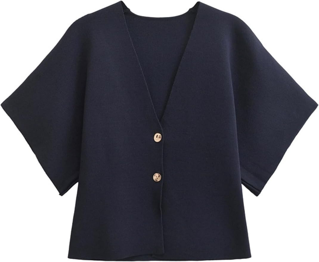 Wanzetaly Womens Oversized Cardigans Short Sleeve Lightweight Button V Neck Casual Knit Sweater O... | Amazon (US)