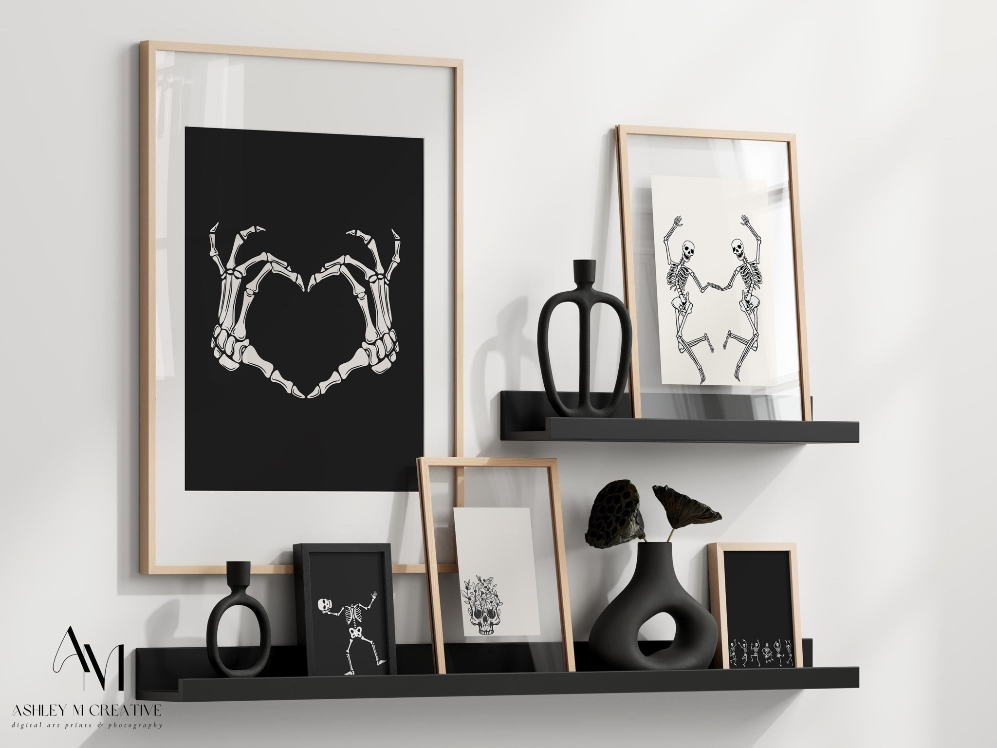 Spooky Skeleton Print Set, 5 Digital Halloween Art Prints, Neutral Monochrome Skeleton Wall Art, Instant Download, Printable Halloween

#LTKHome #LTKFallSale #LTKSeasonal