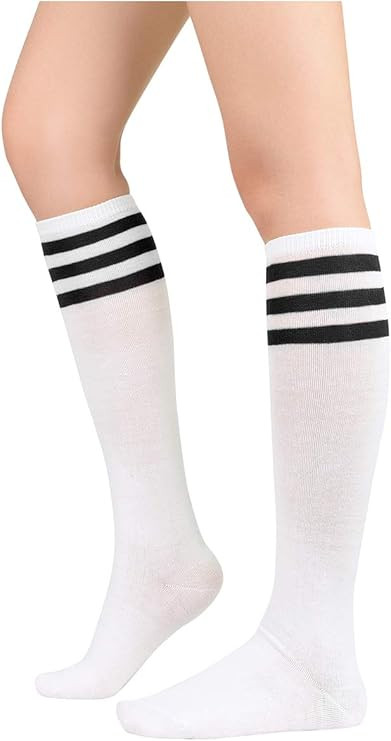 Century Star Women's Knee High Socks Athletic Thin Stripes Tube Socks High Stockings Outdoor Spor... | Amazon (US)