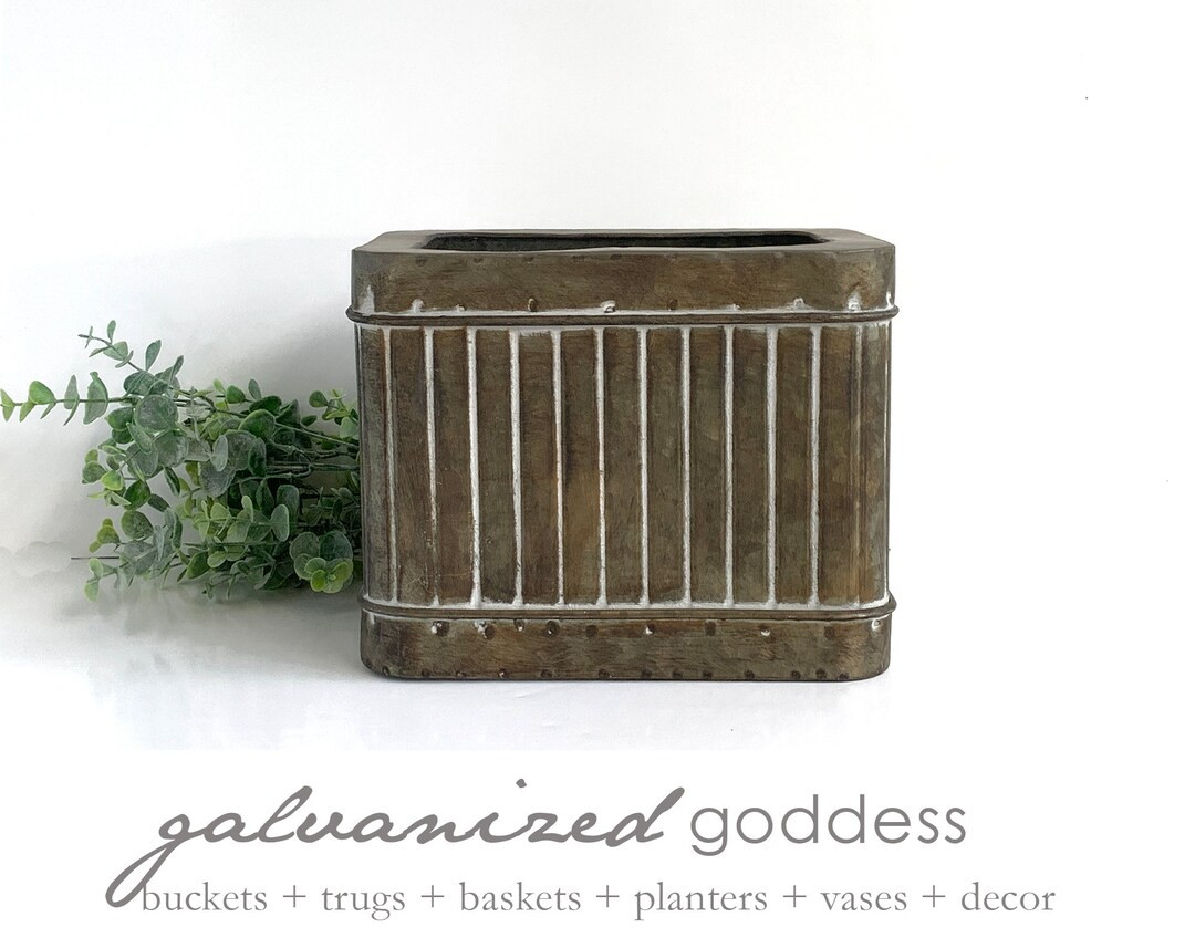 Rustic planter, vintage look planter, metal planter, galvanized planter, rustic planter, centerpi... | Etsy (US)