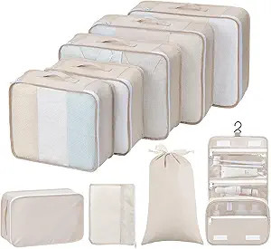Easortm Packing Cubes for Suitcase, 9 Set, Packing Organizers, Luggage Organizer Travel Cubes Wit... | Amazon (US)