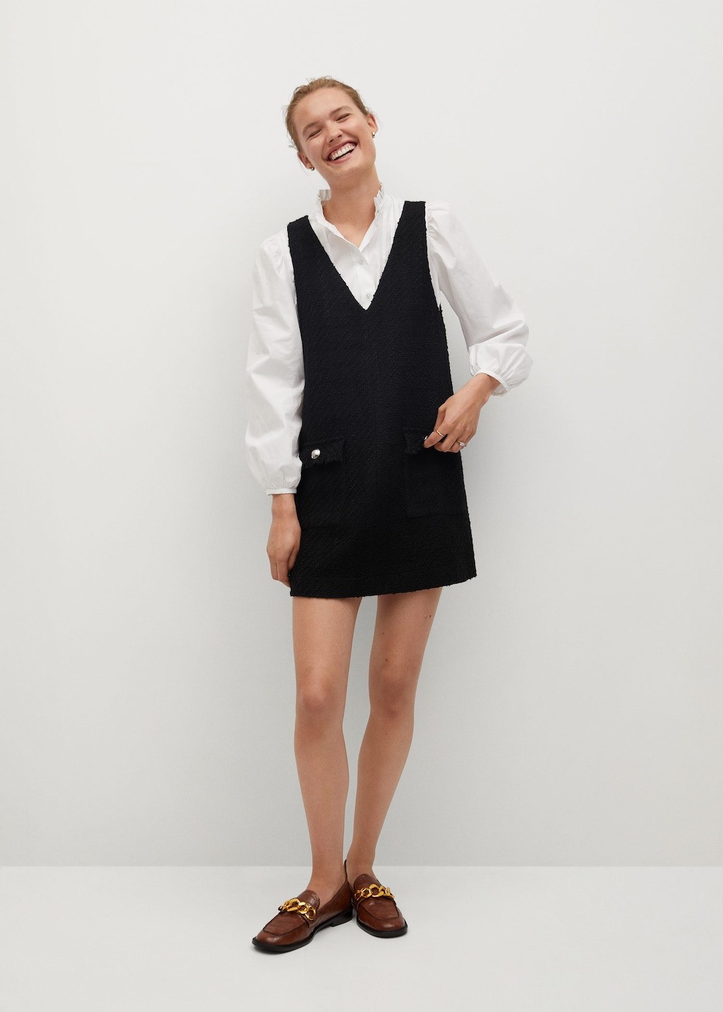 Tweed pinafore dress | MANGO (US)