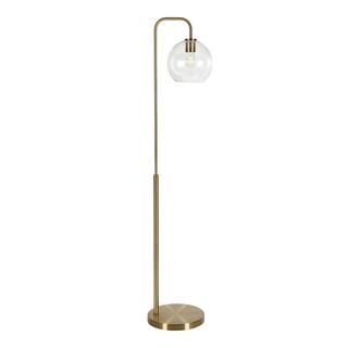 HomeRoots 62 in. Gold 1 1-Way (On/Off) Arc Floor Lamp for Living Room with Glass Round Shade 2000... | The Home Depot