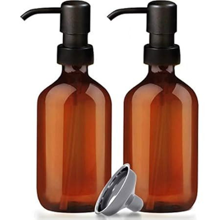 Amber Soap Dispenser, 2 Pack Amber Glass Soap Dispenser with Pump Rustproof, 16 Oz Hand Soap Dispens | Amazon (US)