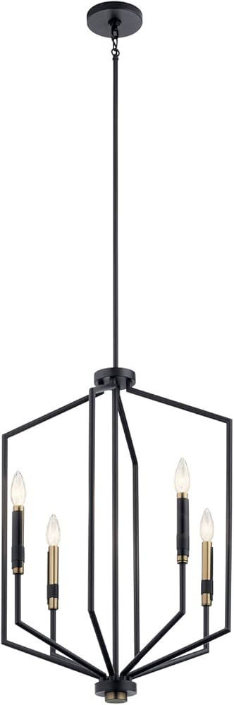 Kichler Armand 27 inch 4 Light Foyer Pendant in Black and Bronze Finish | Amazon (US)